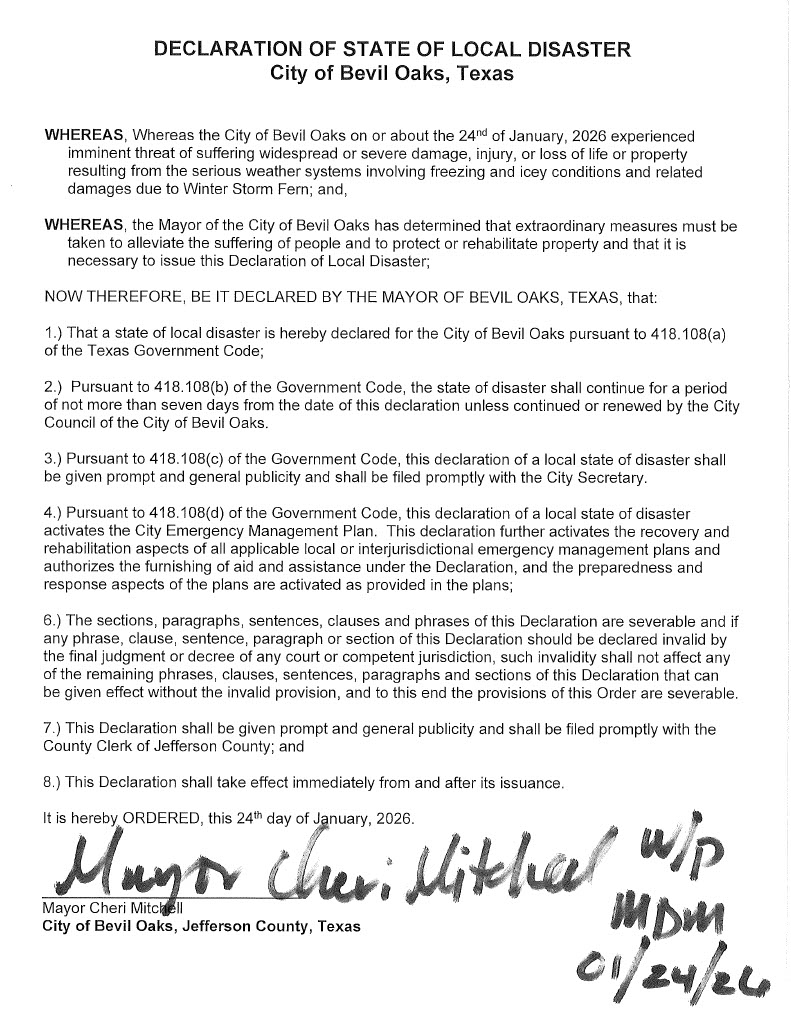 1/24/2026 Declaration of Disaster